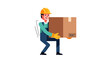 © Avra - Illustration of a construction worker safely lifting a heavy box, emphasizing proper ergonomics and workplace safety for manual handling tasks