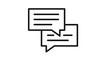 © Mehwish - Minimalist black line vector icon illustration of two speech bubbles representing communication, chat, messaging, and dialogue. Scalable graphic symbol for web design, mobile apps, and social media.