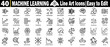 © Logo Solution - Machine learning line art icons set. Containing neural network, deep learning, algorithm, supervised, unsupervised, reinforcement, regression, and classification vector illustration.