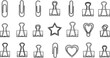 © victoria - Office and Stationery Line Art Icons Set. Collection of Black and White Outline Paper Clips and Binder Clips in Diverse Shapes like Heart, Star, and Classic Oval for Business,