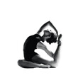 © Hoody Baba - Halftone dot art flexible female dancer yoga pose silhouette black and white fitness illustration for studio gym wellness content