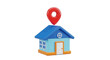 © ana - Vector illustration of 3d illustration of a small house with a red location pin icon on top on a transparent background