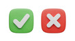 © ana - Vector illustration of 3d render of green check mark and red cross mark icons on a transparent background