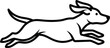 © Pixel Box - Minimalist outline icon of a playful running dog vector illustration