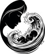 © Creativehub - Mother And Baby Silhouette Inside Womb Water Art Illustration
