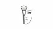 © apa - Minimalist line art of a makeup brush obscuring half a female face