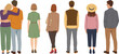 © Al - People back view characters set, casual men and women standing, lifestyle vector illustration collection