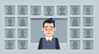© muhammadsyaiful - Tired office worker isolated in a grid of empty video call participant windows
