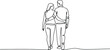 © ALEX - Minimalist couple walking back view line art featuring man and woman with arm around in simple outline style for lifestyle illustration design