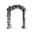 © Ксения Раневская - Floral arch with foliage in halftone style, monochrome dotted illustration isolated on white background, decorative garden or wedding element.