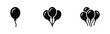 © Prokopchuk - Three black silhouette icons of balloons in varying quantities.