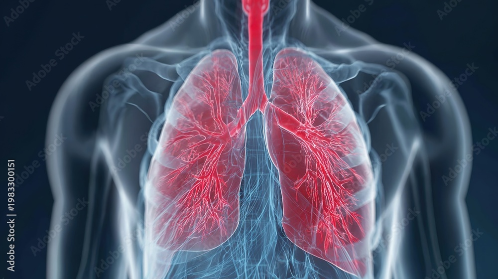 Bronchitis Visual Bronchitis Medical Illustration Showing Inflamed Bronchial Tubes ...