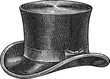 © Purple_Lamp - Vintage engraved black top hat with ribbon bow detailed illustration