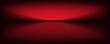 © Faiz - Red studio background. Abstract limbo podium studio room. Dark red gradient wall floor and spotlight scene. Showcase, promotion display. Vector stage mockup illustration
