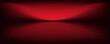 © Faiz - Red studio background. Abstract limbo podium studio room. Dark red gradient wall floor and spotlight scene. Showcase, promotion display. Vector stage mockup illustration