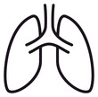 © Eshal - Minimalist black line art vector icon of human lungs, representing the respiratory system and breathing. Scalable illustration for medical, healthcare, and wellness designs on white background.
