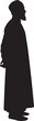 © JANNAT - Silhouette of a bearded man in traditional islamic clothing standing in profile view isolated on a plain white background