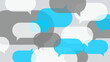 © Sumon - Abstract background with overlapping speech bubbles in blue, grey, and white colors representing communication and social media