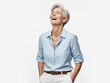 © HR Growth - Smiling elderly woman laughing with hands on hips