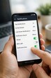 © asayenka - Smartphone notifications settings screen with finger toggling notification dots on