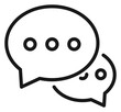 © MdKHALILUR - Minimalist black vector icon of two overlapping speech bubbles representing a conversation, chat, or messaging. The larger bubble features an ellipsis symbol. Clean line art illustration for digital
