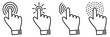 © MDmilon - Hand gesture icons set, tap touch haptic feedback symbols, tactile interaction graphics, user interface gestures, digital device control elements, technology communication icons