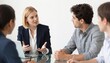 © Artyom - Businesswoman leading a small team discussion around a conference table