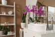 © Pixel-Shot - Orchid flower with sink and mirror in bathroom