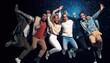 © Las - Joyful Group of Friends Jumping in the Air with Excitement.