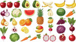 © MdJillur - Colorful fresh fruits and vegetables vector set isolated on white background healthy organic food collection flat illustration pack