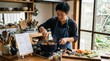 © SoloPixel - Japanese Man Enjoying Cooking at Home Kitchen
