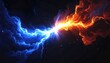 © Rozzie - Confronto cósmico vibrante de energia azul e laranja colidindo no espaço, simbolizando dualidade, poder e equilíbrio.