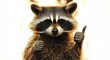 © Jdgkxbnc - close-up raccoon giving two thumbs up with fluffy fur, black facial mask, shiny nose and joyful expression against a bright backlit background