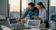 © Veayo - Two engineers working on a solar and wind energy project.