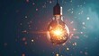 © jaargib - Illuminated lightbulb, glowing brightly with sparks, on a dark, blurred background