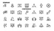 © MD - Seminar conference line editable icons set presentation meeting outline vector collection