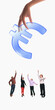 © master1305 - People reaching for euro symbol representing financial opportunity and access to funding. Concept of investment attraction, grant access, economic support and shared financial goals