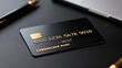 © Mamer - Sleek, modern credit card on a dark matte surface, exuding sophistication and financial power for transactions