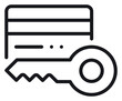 © Abdullah - Secure credit card payment vector icon illustration. Black line art symbol representing financial security, encrypted transactions, and protected banking data on a clean white background.