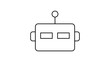 © Jakia - Minimalist black line vector icon of a square robot head with an antenna and rectangular eyes, isolated on white. This clean scalable illustration is ideal for AI, technology, and bot designs.