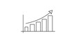 © Abdullah - Minimalist black line vector icon illustration of a rising bar chart with an upward arrow on a white background, symbolizing business growth, financial success, progress, and data analysis.