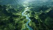 © R - Majestic views of lush natural landscapes: a tribute to ecology. Hero poster. Diverse greenery in aerial perspectives of vibrant natural landscapes. Adventure poster. Drama poster.