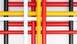 © MARNI - Interwoven, colorful wooden dowels create a visually engaging geometric pattern