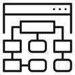 © Amit Hasan - Black line vector icon of a website sitemap or organizational chart within a web browser window, representing site architecture, hierarchy, planning, and web development structure.