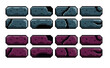 © evan - Game asset pixel art background 2D brick texture with shadowing. Blue and red color concrete, crushed stone, seamless with ruined dark background. Assets for game, background, wallpaper.