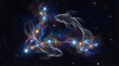 © teuku - Pisces Zodiac Constellation with Two Celestial Fish in Deep Space