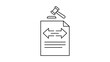 © Bijoy - Arbitration Clause Minimalist Black Line Vector Icon on White Background Representing a Legal Document with a Gavel and Double Arrow for Dispute Resolution and Contract Law Illustration.