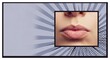 © Nataly - Close-up lip image with pop art design featuring smooth, full lips in dramatic frame. The vibrant background adds an artistic touch to the presentation,
