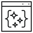 © Shahbaz - Clean Code and Programming Optimization Vector Icon Illustration: A Minimalist Black Line Symbol of a Browser Window with Curly Braces and Sparkles Representing AI Coding and Smart Software