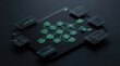 © Masque - 3D rendering of an AI workflow automation software interface with connected nodes and data triggers.